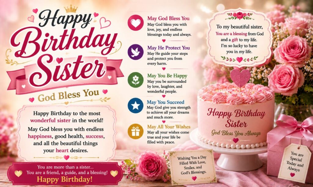 Happy Birthday Sister God Bless You Wishes